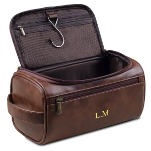 Customizable Name Leather Toiletry Bag
