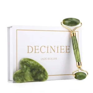 Jade Roller and Gua Sha Set for Face and Body Skin Care