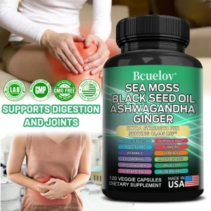 Sea Moss Supplement, Black Seed Oil, Ashwagandha, Ginger Capsules, Immune & Joint Support